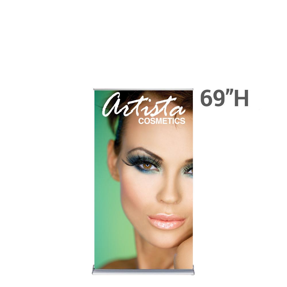36 in. SilverStep Retractable Banner Stand — Graphic Package / Silver / 69 inches